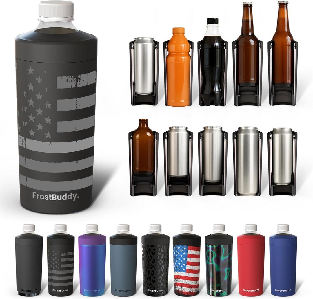 Universal Buddy XL Can Cooler by Frost Buddy - Fits 12-ounce, 16-ounce, 20-ounce, and 24-ounce Cans and Bottles - Keep Your Drinks Refreshingly Chilled for over 12 hours. (Gunmetal Glory)