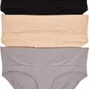 Motherhood Maternity Women's 3 Pack Maternity Panties  Foldover and Bikini Style Underwear for Pregnancy (Medium, Black, Nude, Flat Grey/Multi Pack)