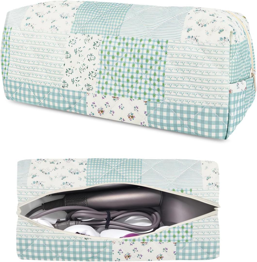 Hair Tools Travel Carrying Bag, Cute Quilted Floral Hair Tools Travel Bag for Shark Flexstyle Carrying Case Portable Shark Air Wrap Dryer Case Flat Curling Iron Organizer for Women (Green Floral)