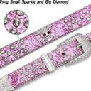Rhinestone Belts for Women Men, Bling Studded Leather Skull Belt Western Style (Purple, M)