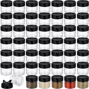 50 Pack 3.4 oz Plastic Spice Jars with Black Cap Empty Clear Spice Bottles Containers Seasoning Jars with Shaker Lids for Storing Herbs and Seasoning Powders Kitchen Restaurant Storage