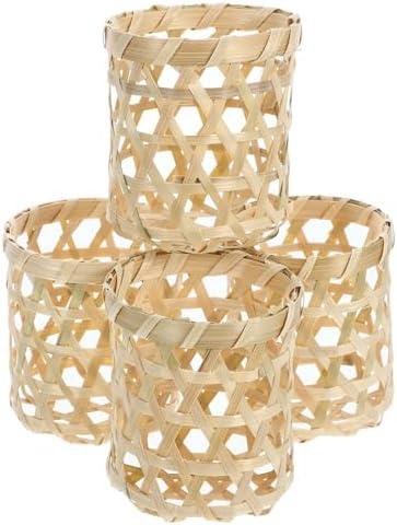 HOLIDYOYO 4Pcs Bamboo Tealight Candle Holders 3.15 Inch Woven Cup Holders for Rustic Home Decor Party Table Centerpiece Heat Resistant Coasters