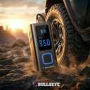 POCKET AIR PRO Tire Inflator Portable Air Compressor by Bullseye Pro for Tires, Balls, Bike with Persta Valve, Auto Shut Off, Inflates in 2 Min, Cordless Rechargeable 6000MAH,150 PSI, SoS Light