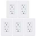ELECTECK 5 Pack GFCI Outlets 20 Amp, Outdoor Weather Proof (WR), Self-Test GFI Receptacles with LED Indicator, Ground Fault Circuit Interrupter, Screwless Wallplate Included, UL Listed, White