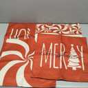 Merry Christmas Tree Decorative Throw Pillow Cover 16 x 16 Set of 4, Xmas Red Candy Canes Porch Patio Outdoor Pillowcase, Winter Holiday Holly Jolly Gifts Cushion Case Home Decor