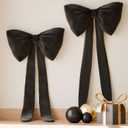 Black Bows Birthday Decorations, 13''10'' Large Bows for Party Decorations Wedding Backdrop Coquette Decorations, Bows for Wall Decor Baby Shower Backdrop Door Hangings Christmas Tree Bows, 2 Packs