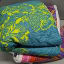 Flysheep Boho Bed in a Bag 7 Pieces Queen Size, Colorful Bohemian Tribal Style Pink n Blue Floral Reversible Comforter Set (1 Comforter, 1 Flat Sheet, 1 Fitted Sheet, 2 Pillow Shams, 2 Pillowcases) (Boho-rose Red)