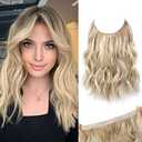 REECHO Invisible Wire Hair Extensions with Thinner Softer Lace Weft (Medium Blonde with Highlights, 12 Inch (Pack of 1))