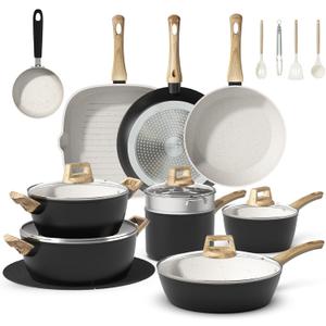 Bazova 25-Piece Pots and Pans Set Non Stick,Titanium Ceramic Cookware Set Non Toxic,Long-Lasting,PFAS Free,Induction Compatible,Complete Kitchen Set for All Family Cooking Needs