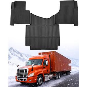 Floor Mats Fit for Freightliner Cascadia 2008-2017 | 113 & 125 Semi Trucks, TPE All-Weather Truck Floor Liners 3PCS, Heavy Duty Rubber Front Mats for Cascadia Interior Accessories 2008-2016 2017