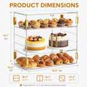 3-Tier Pastry Display Case, Countertop Bakery Display Case, 3Tier-18.9″L x 10.2″W x 16.1″H