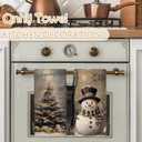 Christmas Kitchen Towels, Winter Xmas Holiday Dish Tea Towels for Kitchen Decor, Rustic Christmas Snowman Xmas Tree Decorative Hand Towels for Bathroom, 16x24 Inch Set of 2