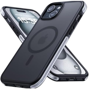 Pack of 2 Lamicall Magnetic Phone Case for iPhone 15 Plus for MagSafe - [18 FT Mil-Grade Drop Protection] Phone Case with Air Bumpers and Raised Edges, Shockproof Case for iPhone 15 Plus Phone Case, Black