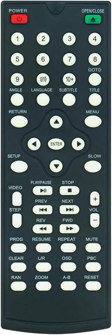 Replace Remote Control Work for Sylvania DVD Player SDVD6655-B SDVD6656
