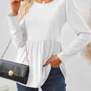 AUTOMET Womens Long Sleeve Babydoll Tops Tunic Shirts Business Dressy Casual Plus Size Blouse Fall Trendy Fashion 2025 (White, XL)