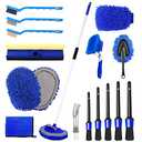 NIKCOSMK 62'' Car Wash Brush Kit - Mitt, Mop, Sponge & Long Handle, Scratch-Free Chenille Replacement Head, Wheel Tire Brush, Car Detailing Kit for Cars, RV, Truck