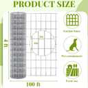 Gisafai 48in x 100ft Welded Wire Fence, 2 Inch x 4 Inch 16 GA, Galvanized Metal Garden Fence Roll Wire Mesh Netting for Goat Deer Cattle Animal Enclosures and Yard Vegetable Plant Protection,Silver