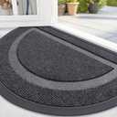 OLANLY Half Circle Door Mat Indoor Outdoor Entrance Welcome, Waterproof All-Season, All-Weather Doormat, Sturdy Natural Rubber, Low Profile, Easy Clean Patio Porch Entryway Mat, 47x32, Grey