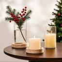 NUPTIO Hurricane Glass Candle Holders: Set of 2 Clear Cylinder Vases with Wooden Plate Base for Pillar Floating Candles Vase for Wedding Centerpiece Coffee Table Decor