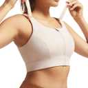 Adjustable High Impact Sports Bras for Women Zip Front Full Coverage and Lift Padded Compression Tops, L