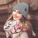 Loritta 3-Pieces Winter Hat Neck Warmer Touchscreen Gloves Set Knit Thick Scarf Beanie Hats Scarves Set Gifts for Women (Light Grey)