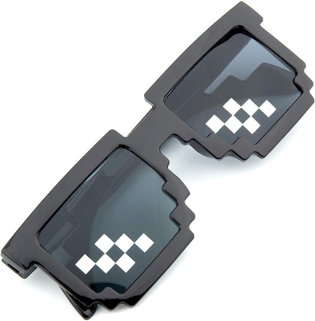 2 x Thug Life Sunglasses Classic Black Retro Style 8 Bit Pixel Sun Shades Pixelated Meme Eye Glasses Unisex For Men Women Boys Girls Parties Funny Joke Photo Cool Life Party Props