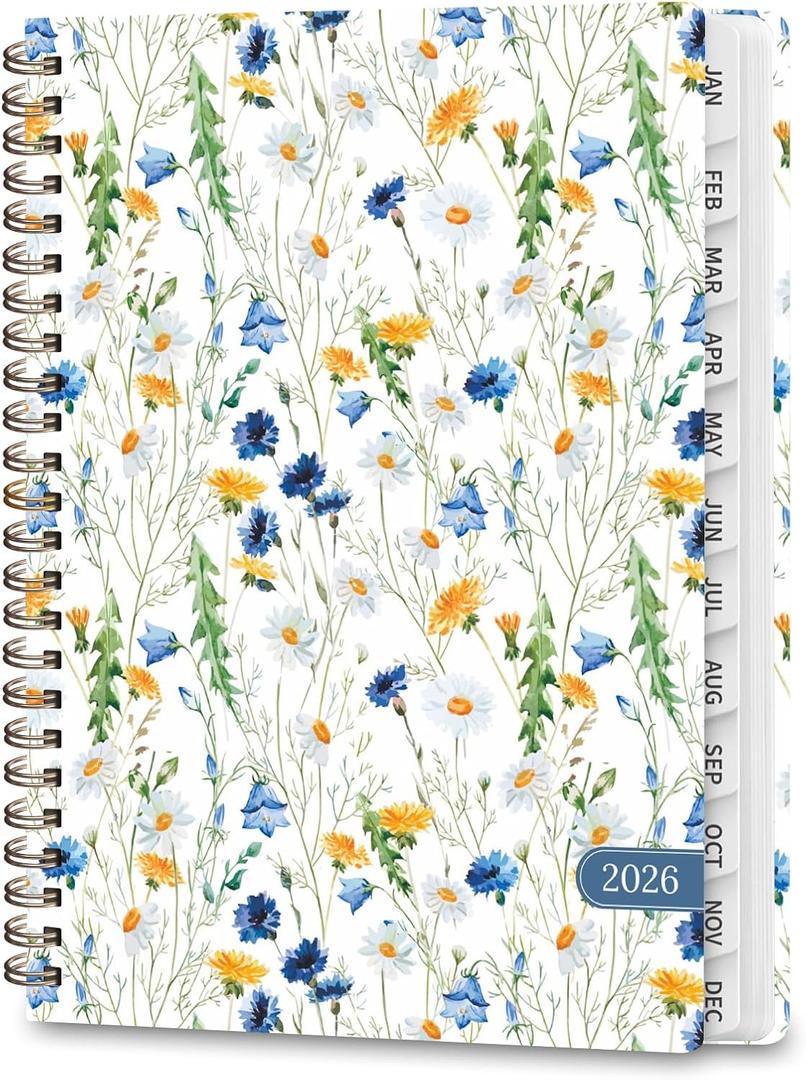 2026 Planner, Weekly and Monthly Calendar Planner, Academic Daily Agenda (Jan 2026 - Dec 2026), Hardcover Planning Notebook for Office Accessories and School Supplies, Scattered Flowers