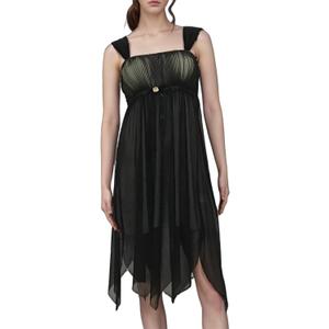 Tianeraus Women Lace Nightgown Sexy Spaghetti Strap Cami Sleeveless Chemise Sleepwear Sleep Dress whit Bra (Black, M(160/ 84A))