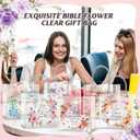 Teenyyou 24 Pcs Christian Clear Gift Bags with Handle Bible Verse Party Favor Flower Goodie Candy Treat Tote PVC Bags for Religious Baptism Themed Party Supplies