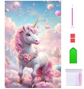 Liccyy 15.7X 27.5in 5D Diamond Art Painting Kits for Adults Teen Starters with Tools, DIY Full Crystal Drill Large Bead Art Paints by Numbers for Home Wall Decoration Gift, Horse Round Gems