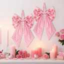 2 Pcs Large Valentines Day Tree Topper Bow with Heart 19.6'' x 11.8'' Pink Bows for Wreaths Decorations Front Door for Valentine's Day Wedding Holiday Party Wall Home Front Door Outdoor