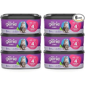 Litter Genie Refill Bags | Jumbo 6Pack 168 total ft | Up to 24 months of supply in 6 cartridges | Ultimate Odor Control Cat Litter Bags