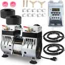 Goldlife Pond Aerator, 1HP 750W 110V/120V 7CFM Aerartion System for Up to 5 Acre Lake, With Air Compressor & 2 100FT Tubings & 2 Diffusers & Timer, for Outdoor Ponds Water Oxygen Circulation