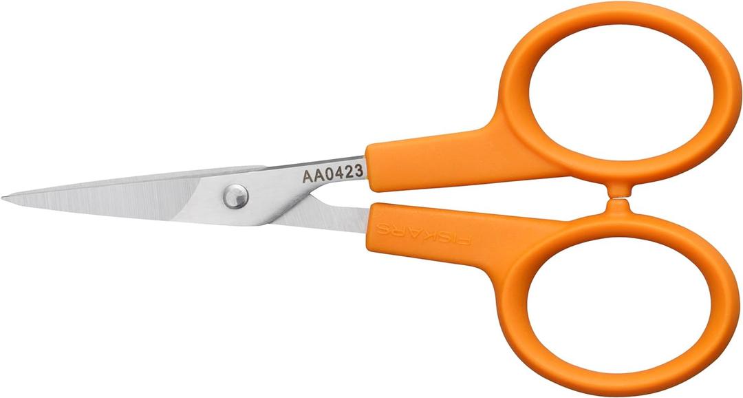 Fiskars Orange-Handled Straight Detail Scissors, Stainless Steel Blades, Ambidextrous Double-loop Handle
