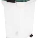 IRIS USA Remington WeatherPro Airtight Dog Food Storage Container, Up to 42 lbs, Attachable Wheels, For Dog Cat Bird and Other Pet Food Storage Bin, Keep Fresh, Translucent Body, Green