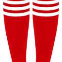 Knee High Socks for Women Knee Socks Tube Socks Womens Athletic Socks Cotton Tall Socks Long Socks Knee High Stockings, One Size, Red/White