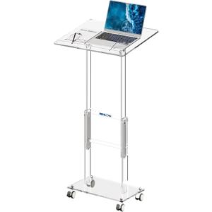 Acrylic Podium Stand,49"H Rolling Podium with Lockable Wheels,Height & Angle Adjustable Lecterns & Podiums, Portable Podium for Classroom,Teachers,Pulpits for Churches,Speech