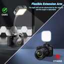 2 x On-Camera Video Light with Extension Arm, Portable Rechargeable LED | With Extension Arm, Bright & Portable, Rechargeable | Compatible with DSLR, GoPro, Phone, Sony, Canon, Nikon & Panasonic
