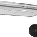 24 inch Range Hood Under Cabinet, Stainless Steel Range Hood 280CFM, Slim Kitchen Stove Hood w/Push Button, Ducted/Ductless Convertible, 3 Speeds Exhaust Fan, LED Light and Carbon Filter