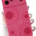 for iPhone 17 Pro Max Case Hot Pink Flowers Floral Print | Shockproof Soft Silicone TPU Protective Cover for Girls Women, Fashion Design with Camera Protection, Wireless Charging