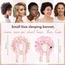 BONNET QUEEN Small Satin Bonnet Silk Bonnet for Sleeping Women Double Layer Reversible Hair Bonnet Adjustable Sleep Cap (Jade+pink)