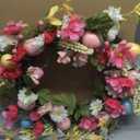 18 inch Easter Wreath Decorations for Home Easter Door Wreaths for Front Door Artificial Spring Flower Eggs Wreaths Decorations for Home Indoor Outdoor Outside Porch Wall