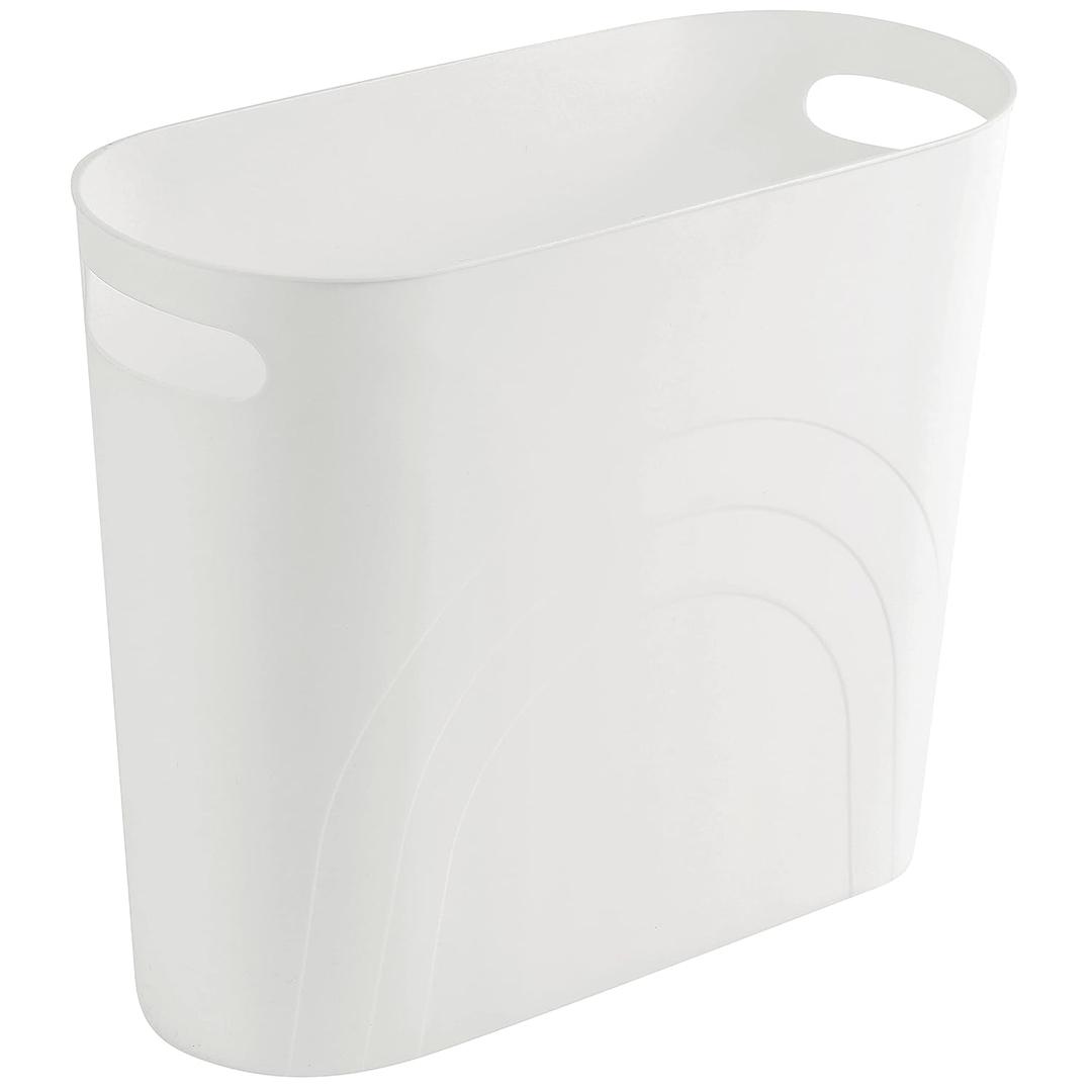 rejomiik Small Trash Can, 3.5 Gallon Slim Garbage Can Plastic Waste Basket with Handles Container Bin for Narrow Spaces Bathroom, Bedroom, Kitchen, Office at Home, White