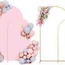 Metal Arch Backdrop Stand Set of 2 With Pink Cover (7.2FT+6FT) Gold Wedding Arch Stand Balloon Arched for Birthday Party Baby Shower Graduation Ceremony Decoration