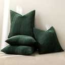 MIULEE Pack of 4 Army Green Corduroy Decorative Throw Pillow Covers 18x18 Inch Soft Boho Striped Pillow Covers Modern Farmhouse Home Decor for Sofa Living Room Couch Bed