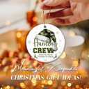 2 x Hunting Crew Ornament 2025  Born to Hunt Forced to Work Funny Hunter Ornament for Men, Dad, Husband, or Grandpa  Camo Santa Hat Deer Antler Design, Outdoor Sportsman Christmas Ornament, Rustic Gift