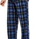 DG Hill 1Pack or 3Pack Mens PJ Pajama Pants Bottoms Fleece Lounge Pants Sleepwear Plaid PJs with Pockets Microfleece (Large, 1pack-blue Plaid)