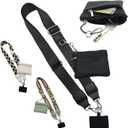 Clip and Go Strap for Phone with Wallet Crossbody,Clip and Go PhoneStrap with Wallet,Phone Strap with Zippered Pouch,Clip and Go PhoneStrap(Black)
