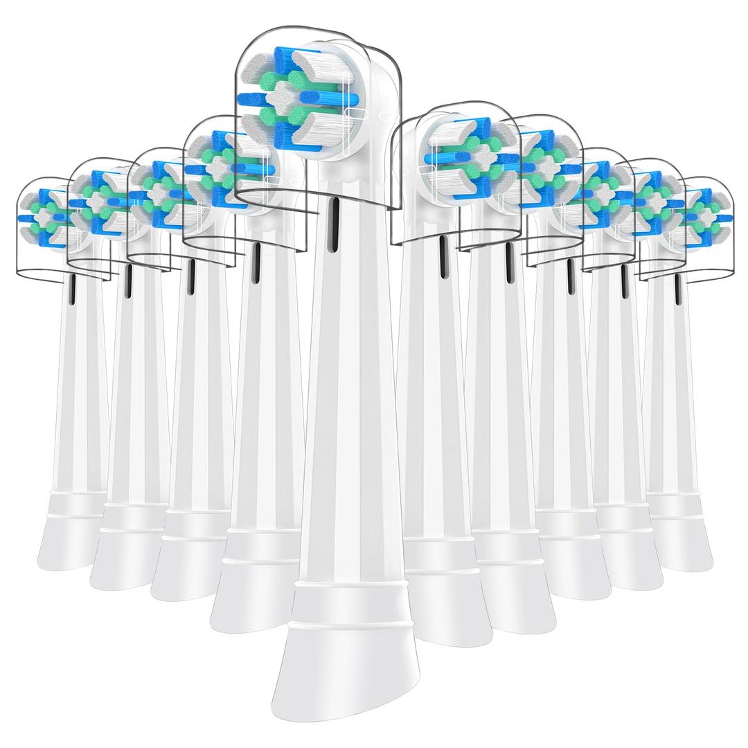 10 Pack IO Replacement Brush Heads Compatible with Oral B iO 2/3/4/5/6/7/8/9/10/Deep Clean Series Electric Toothbrushes, Medium-Hard Bristles IO Toothbrush Head Compatible with Oral B (White)