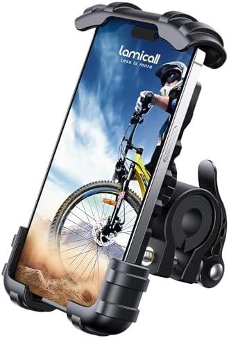 Lamicall Bike Phone Holder, Motorcycle Mount - Motorcycle Phone Holder, Handlebar Cell Phone Clamp, Scooter Phone Clip for iPhone 16 Pro Max/Plus, 15 Pro Max, S10, S20, More 4.7" to 6.8" Smartphones